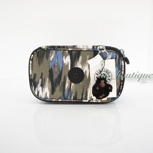 NWT Kipling AC8236 50 Pens Case Cosmetic Accessory Box Nylon Camo Charm Multi 42